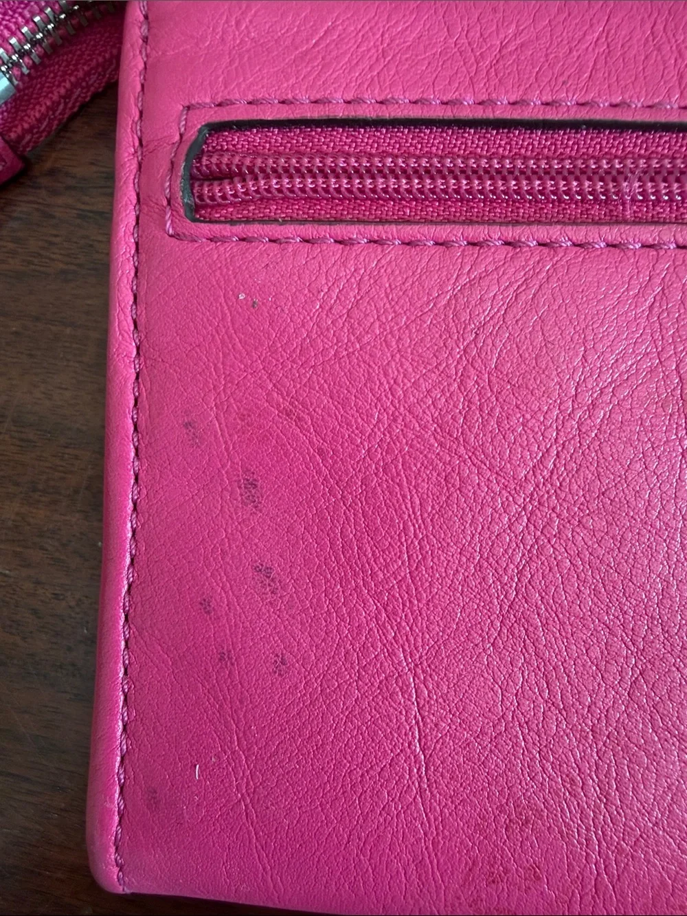 Coach Fuchsia Leather Wristlet Wallet